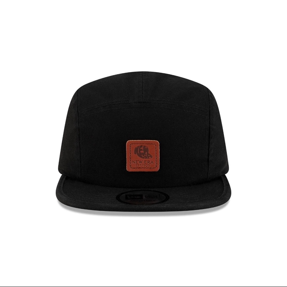 New Era Black Hat with Leather Patch